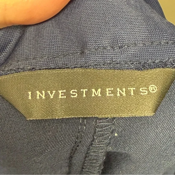 Investments Navy Stretch Dress Pants 14L Wide Leg Career Office Chic - Picture 6 of 9